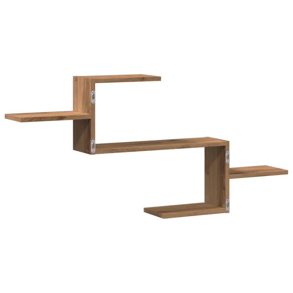 Veggmontert hjørnehylle artisan eik 104x15x49 cm konstruert tre