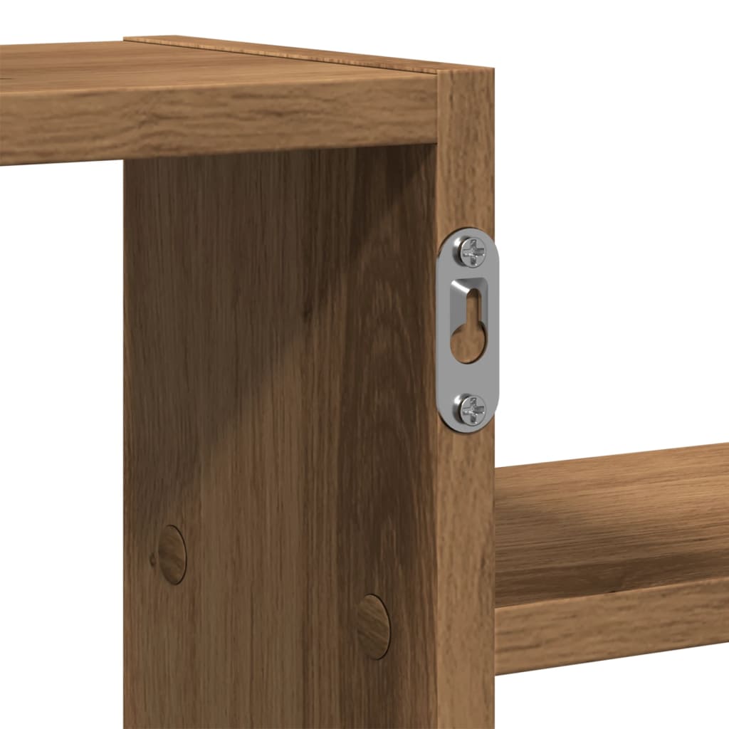 Veggmontert hjørnehylle artisan eik 104x15x49 cm konstruert tre