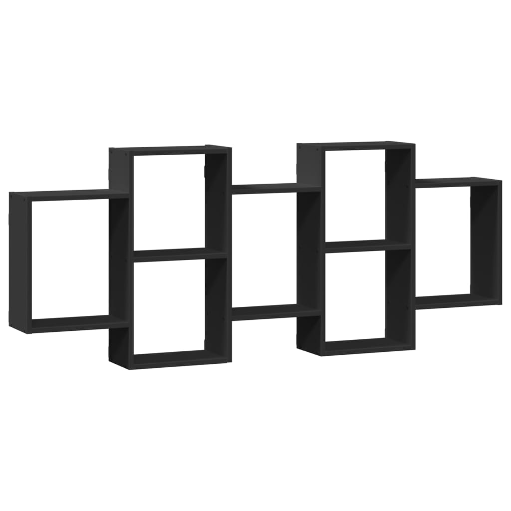 Vegghylle svart 159x18x65 cm konstruert tre