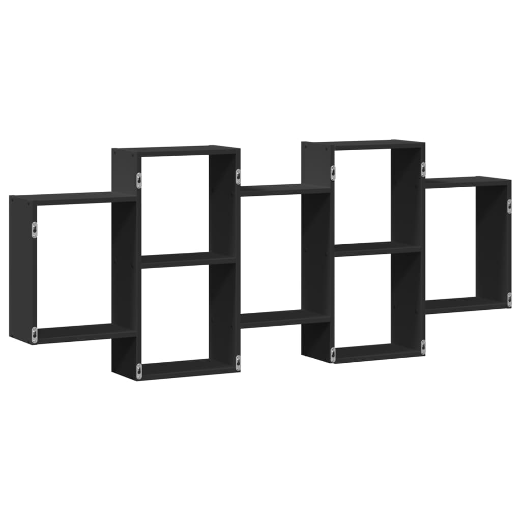 Vegghylle svart 159x18x65 cm konstruert tre