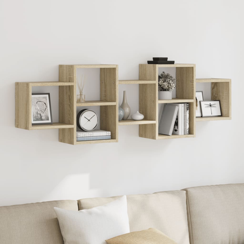 Vegghylle sonoma eik 129x18x42 cm konstruert tre