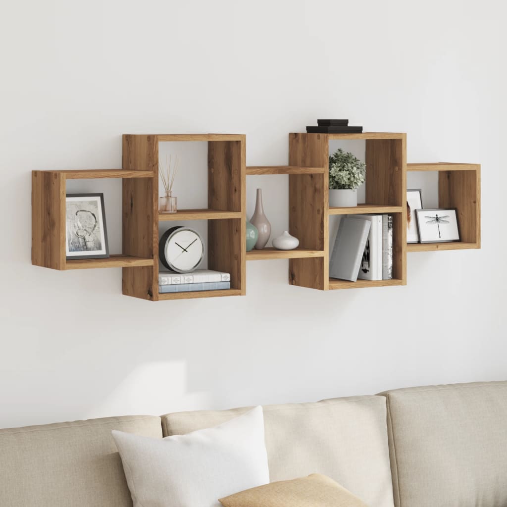 Vegghylle artisan eik 129x18x42 cm konstruert tre