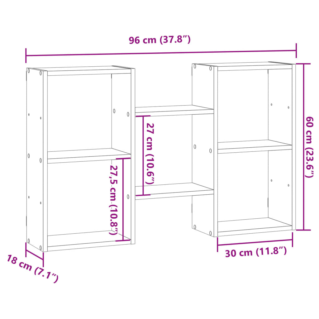 Vegghylle betonggrå 96x18x60 cm konstruert tre