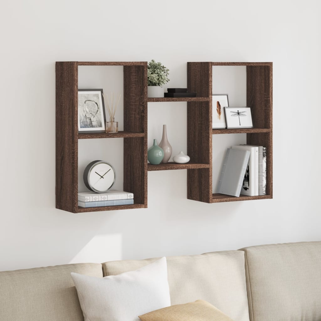 Vegghylle brun eik 96x18x60 cm konstruert tre
