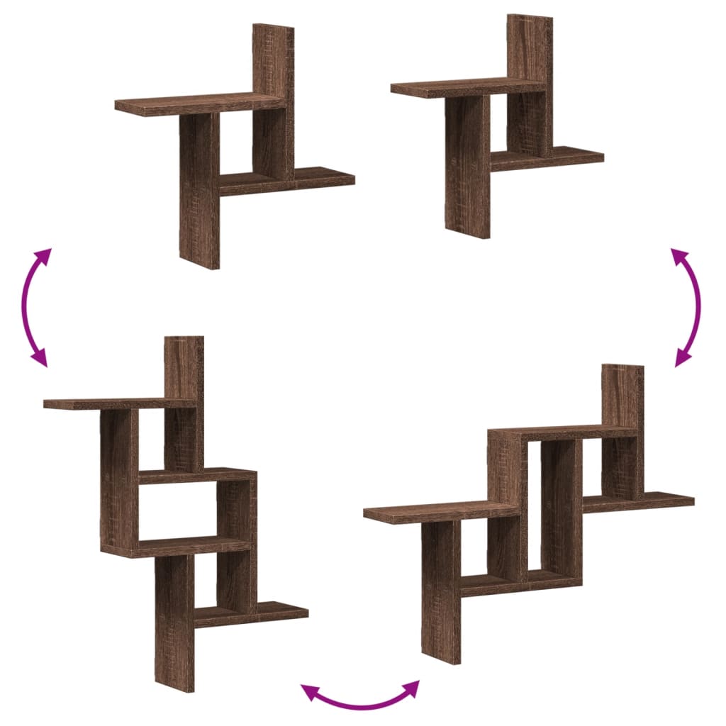 Vegghyller 2 stk brun eik 38x12x38 cm konstruert tre