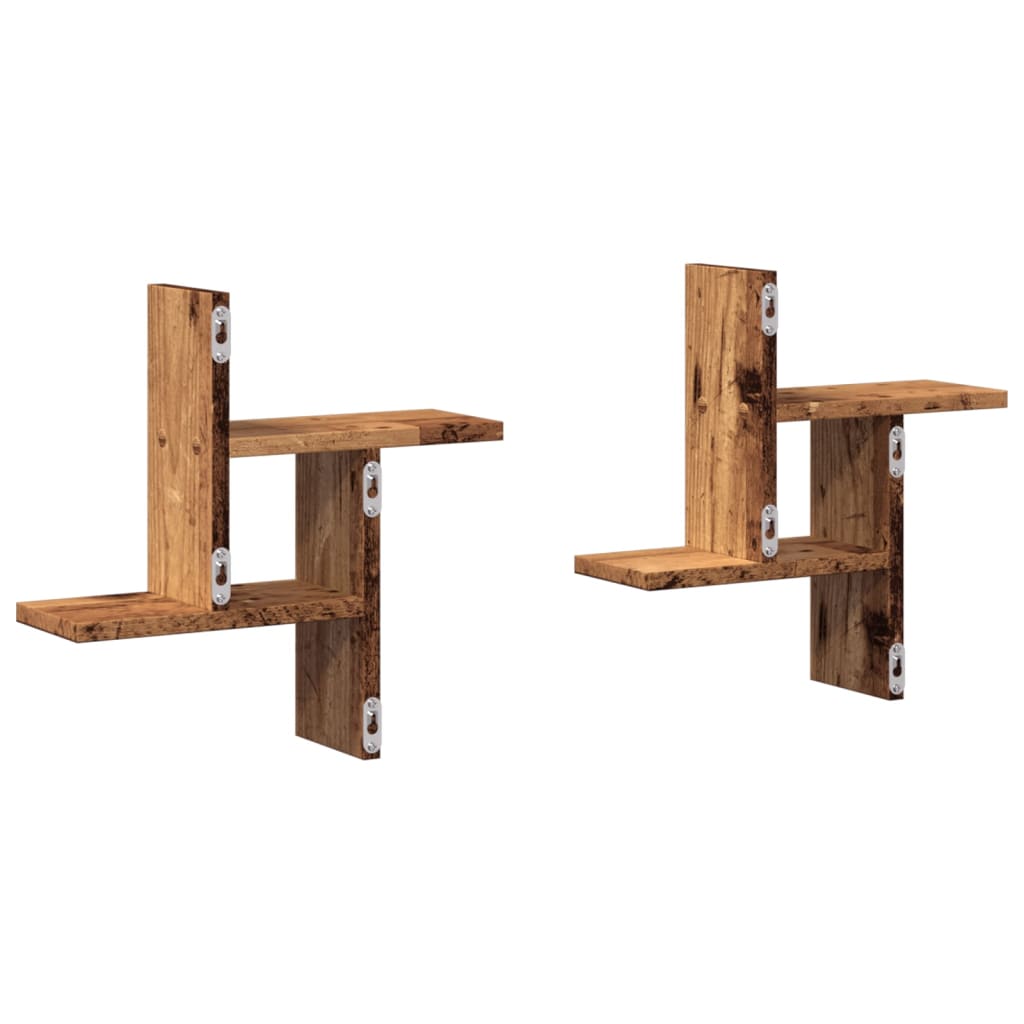 Vegghyller 2 stk gammelt tre 38x12x38 cm konstruert tre