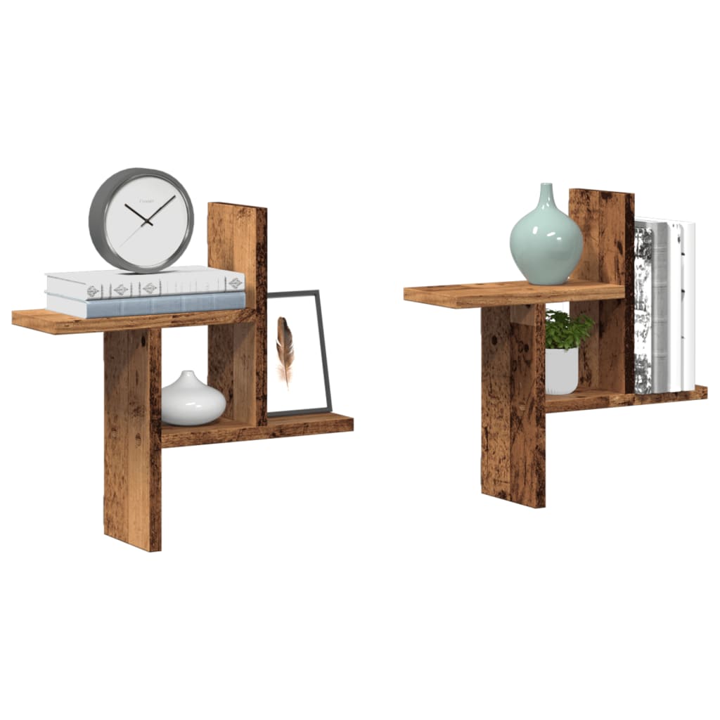 Vegghyller 2 stk gammelt tre 38x12x38 cm konstruert tre