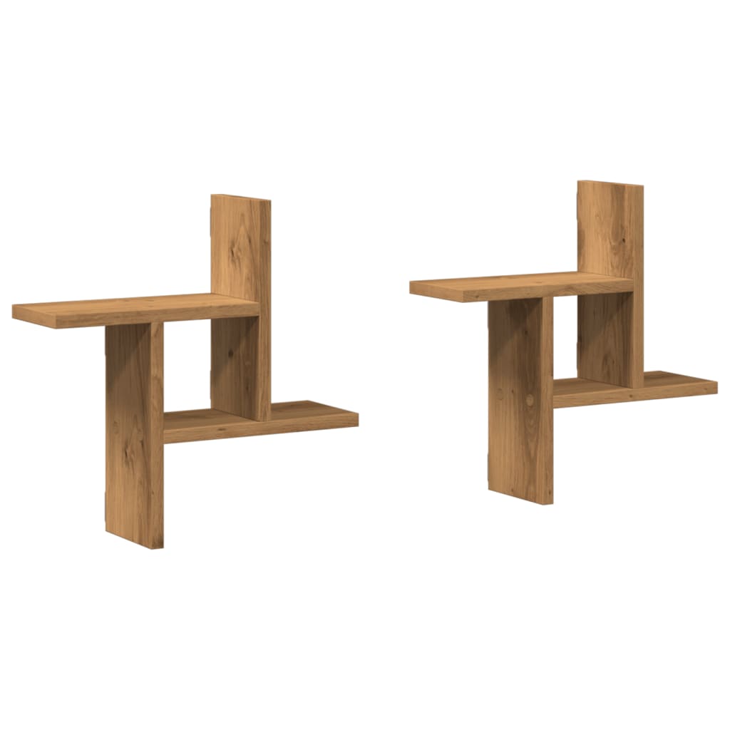 Vegghyller 2 stk artisan eik 38x12x38 cm konstruert tre