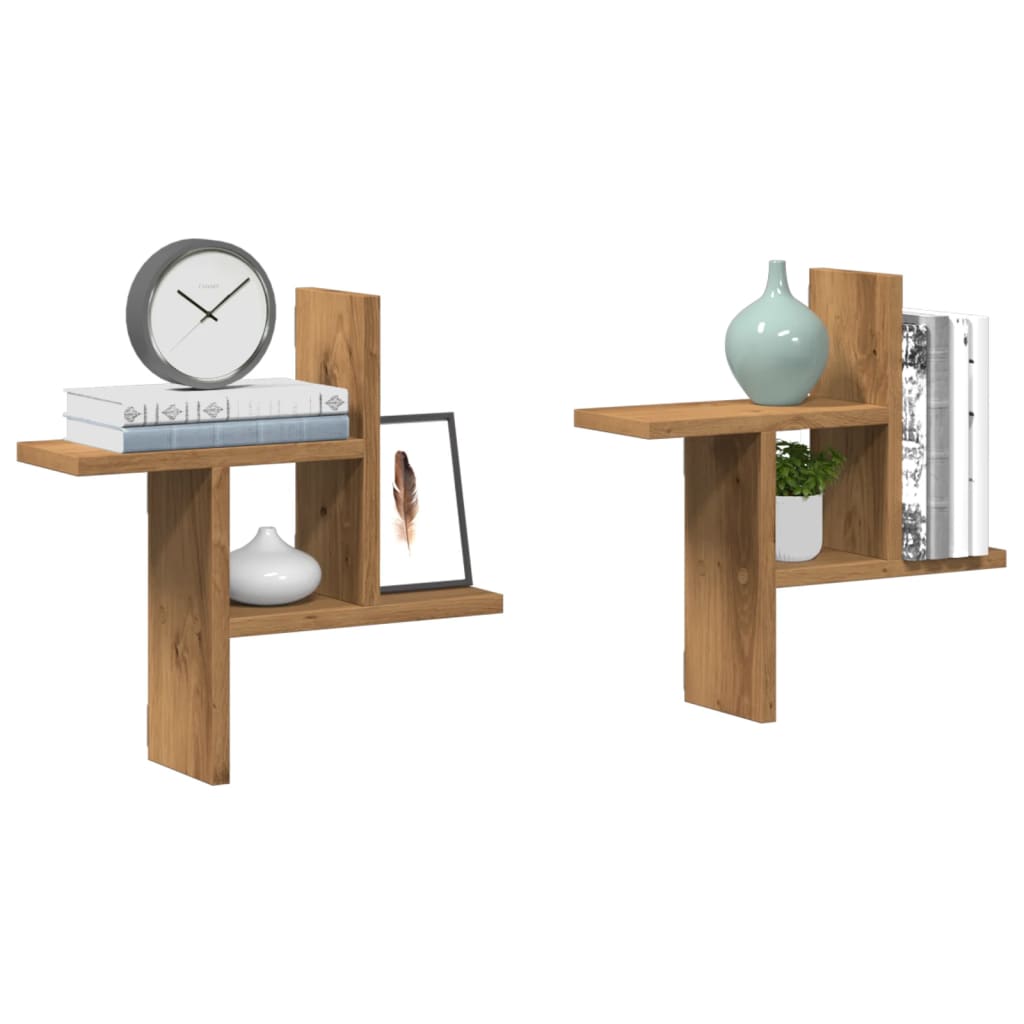 Vegghyller 2 stk artisan eik 38x12x38 cm konstruert tre
