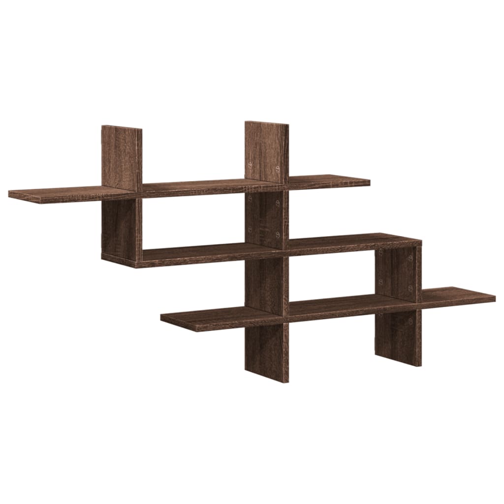 Vegghylle brun eik 124,5x18x60,5 cm konstruert tre
