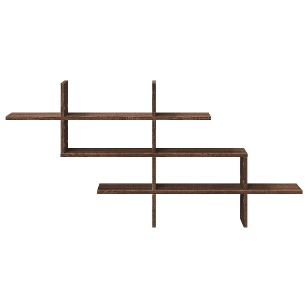 Vegghylle brun eik 124,5x18x60,5 cm konstruert tre