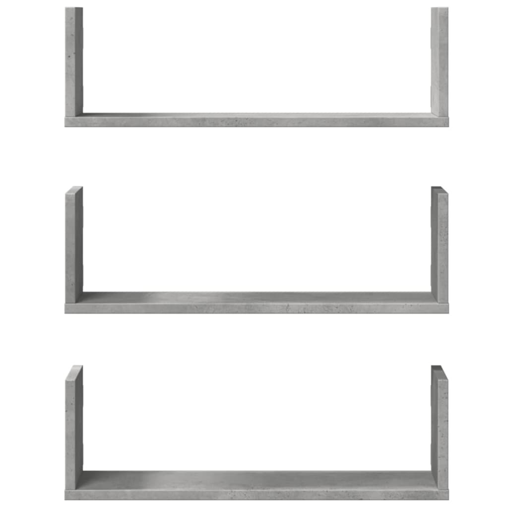 Vegghyller 3 stk betonggrå 58x18x18 cm sponplate