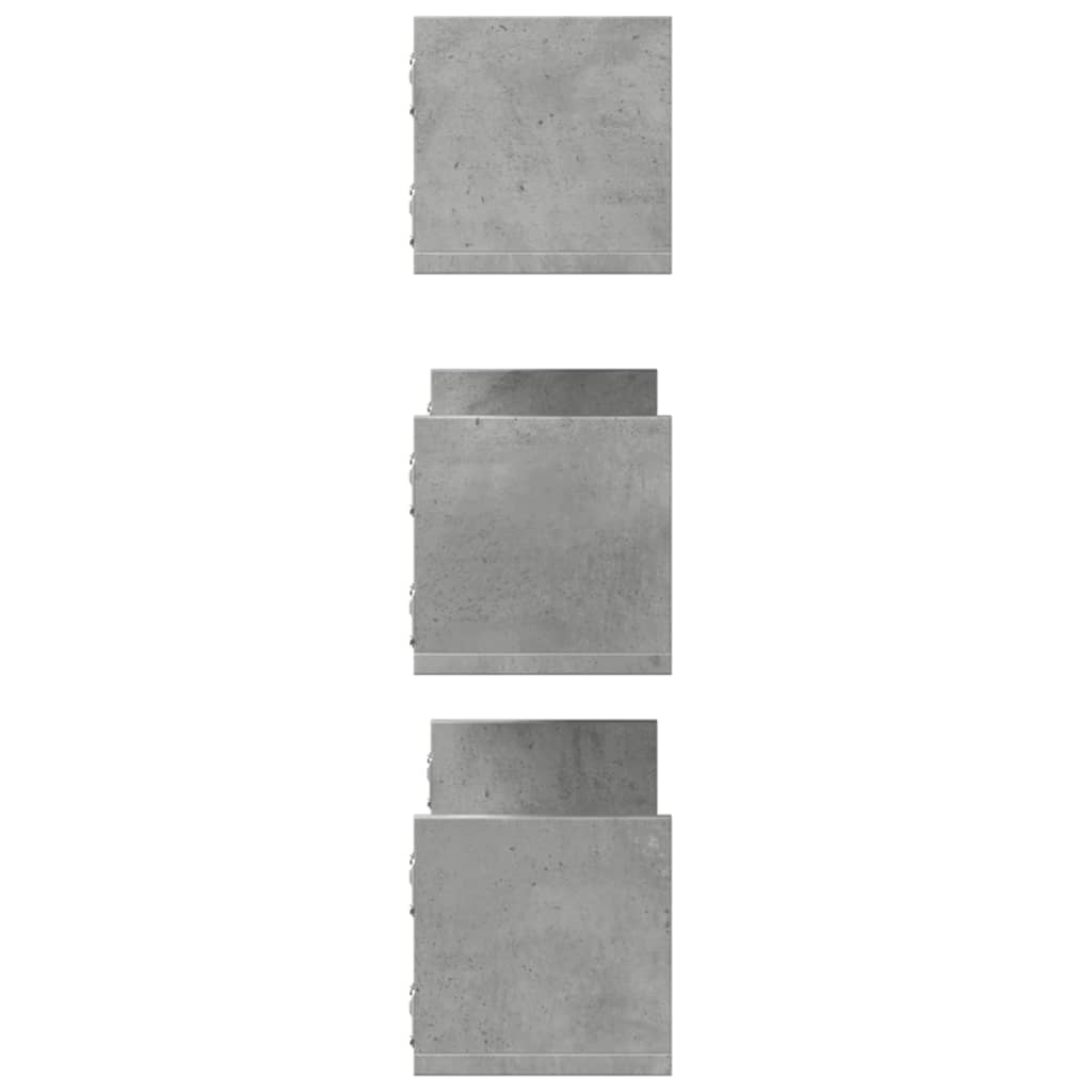 Vegghyller 3 stk betonggrå 58x18x18 cm sponplate