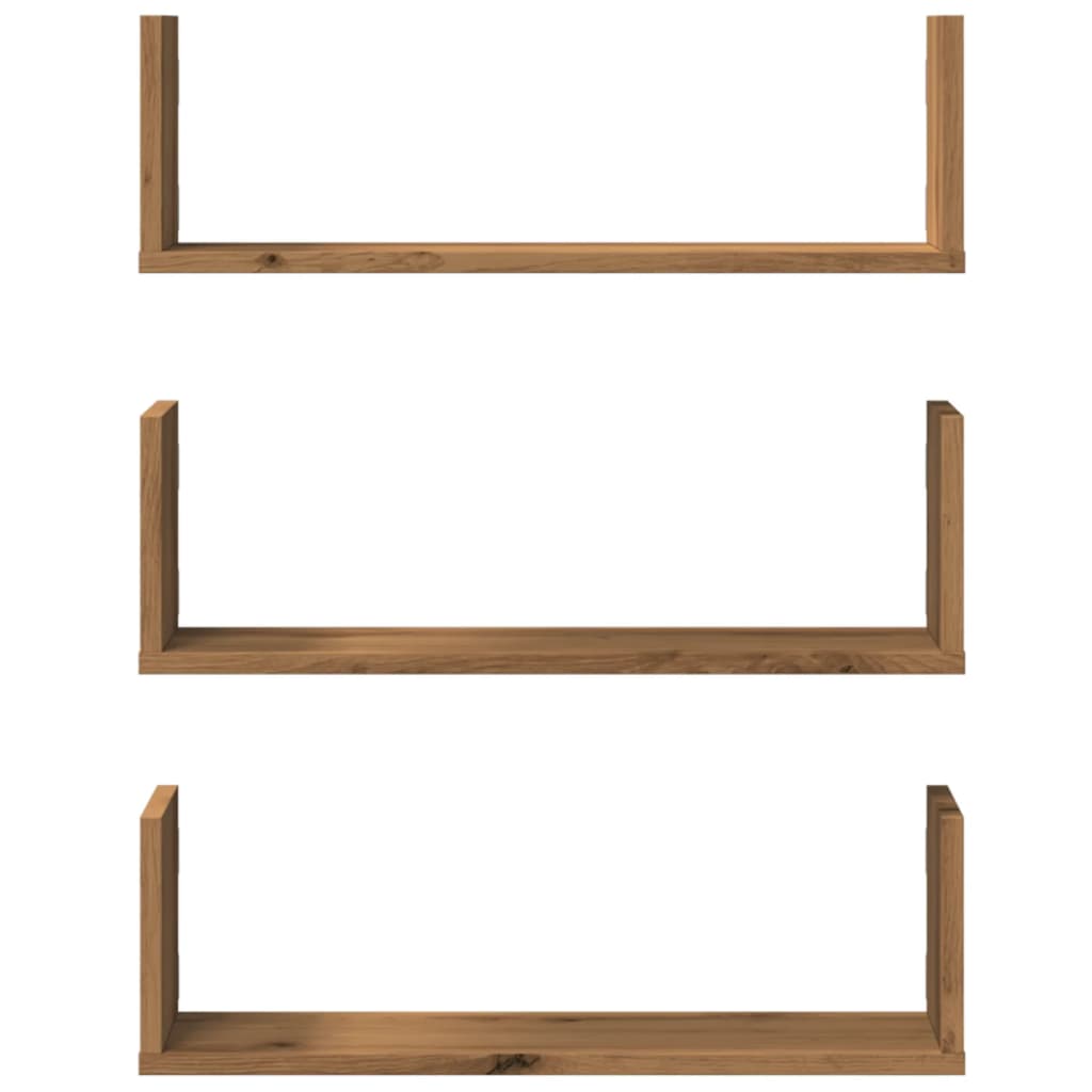 Vegghyller 3 stk artisan eik 58x18x18 cm konstruert tre