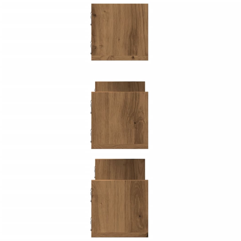 Vegghyller 3 stk artisan eik 58x18x18 cm konstruert tre