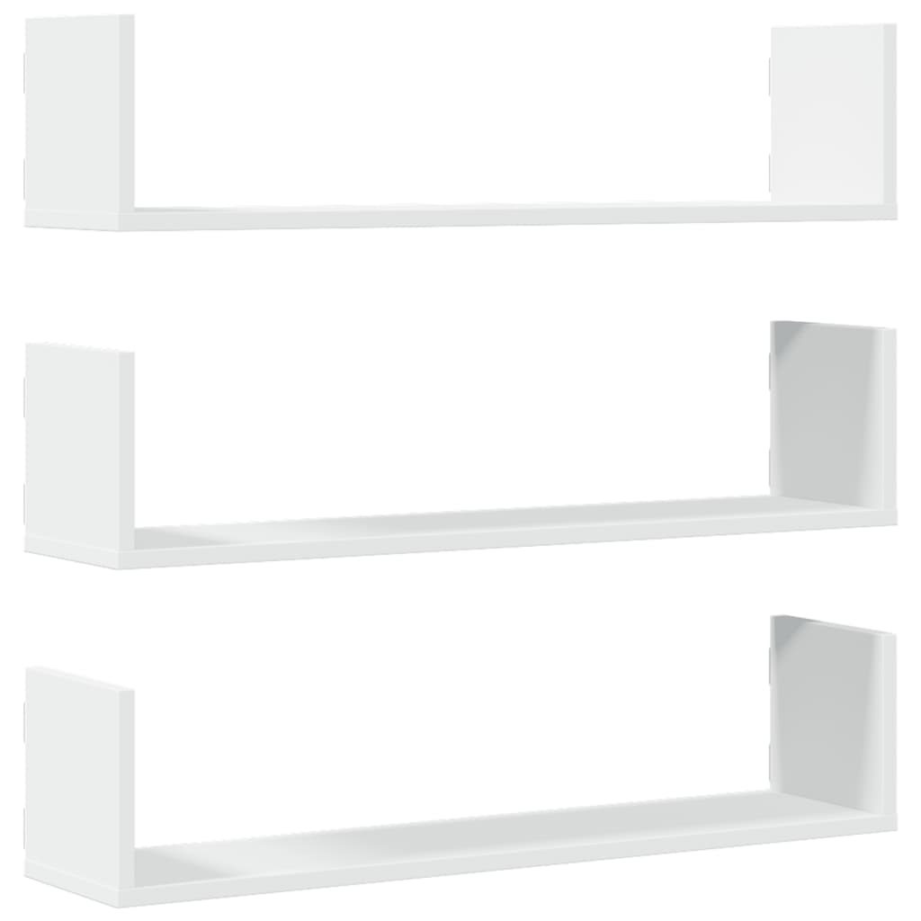 Vegghyller 3 stk hvit 80x18x18 cm konstruert tre