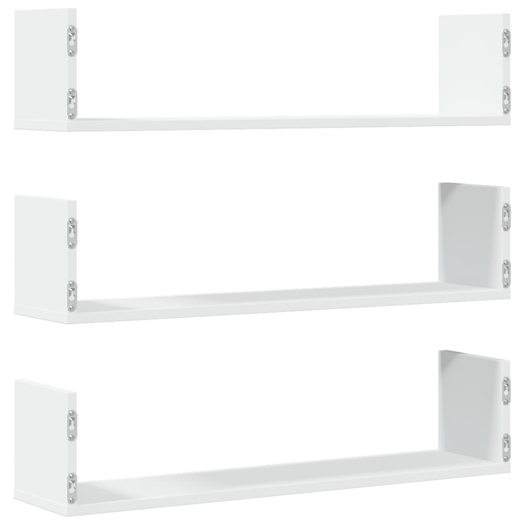 Vegghyller 3 stk hvit 80x18x18 cm konstruert tre