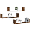 Vegghyller 3 stk røkt eik 80x18x18 cm konstruert tre