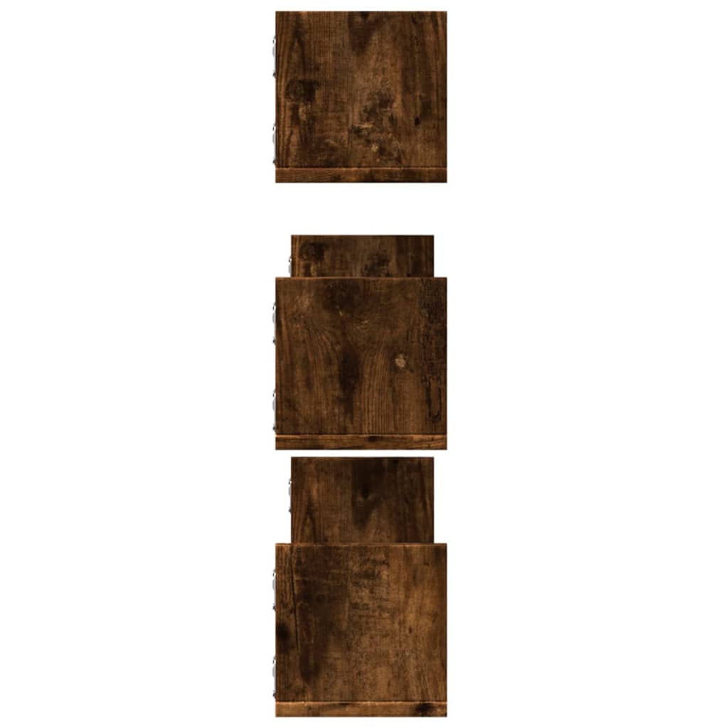 Vegghyller 3 stk røkt eik 80x18x18 cm konstruert tre