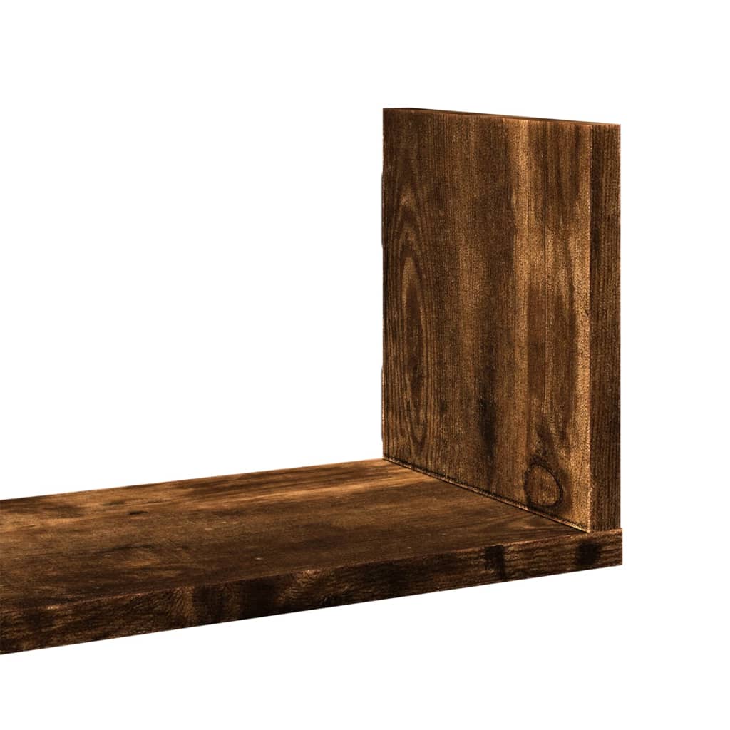 Vegghyller 3 stk røkt eik 80x18x18 cm konstruert tre