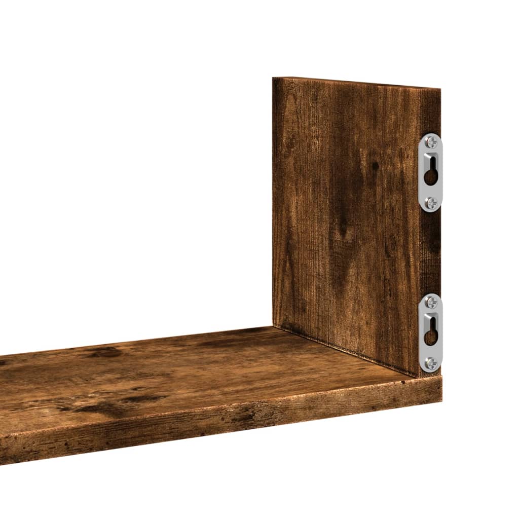 Vegghyller 3 stk røkt eik 80x18x18 cm konstruert tre