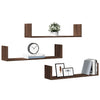 Vegghyller 3 stk brun eik 80x18x18 cm konstruert tre