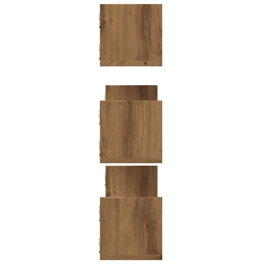Vegghyller 3 stk artisan eik 80x18x18 cm konstruert tre