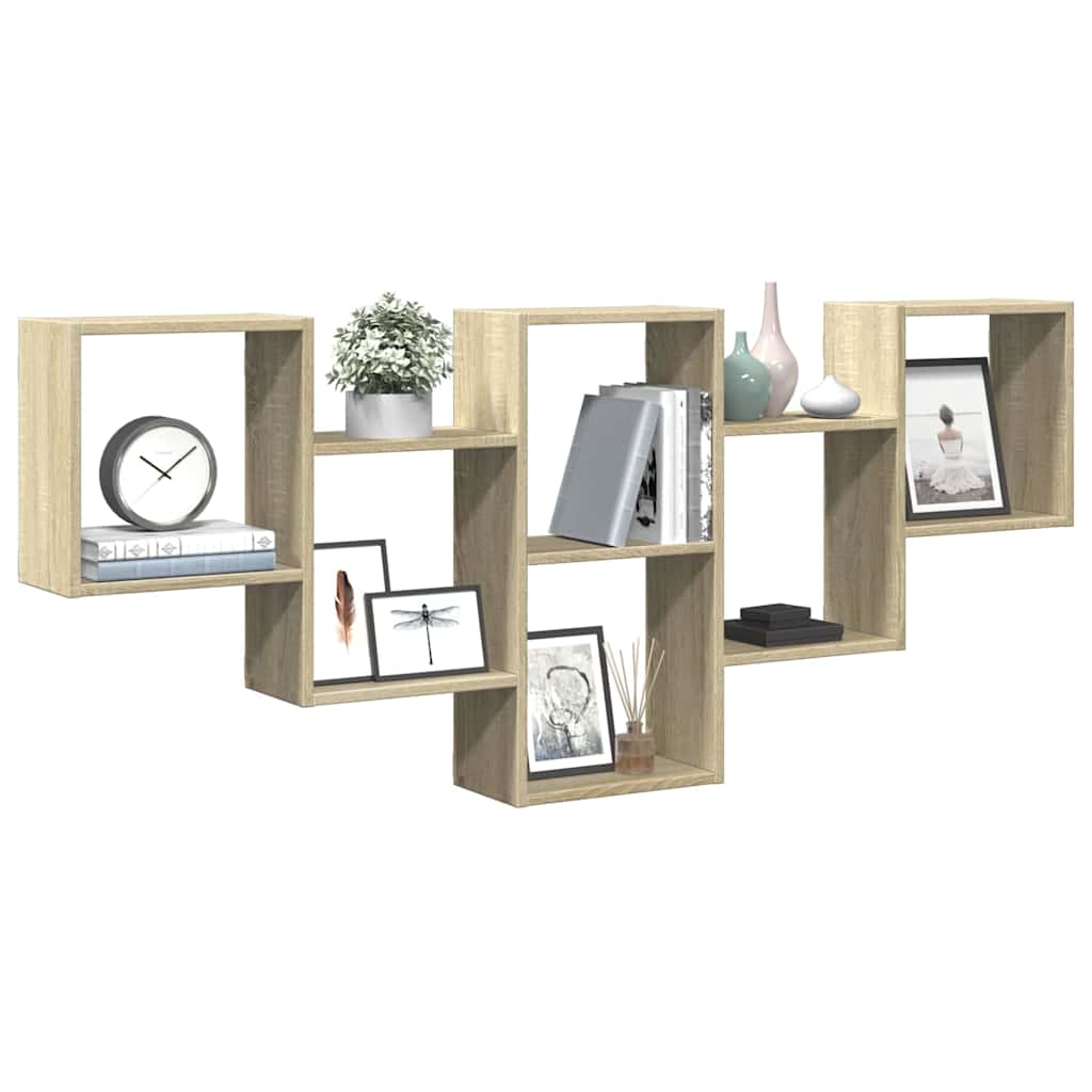 Vegghylle sonoma eik 159x18x66 cm konstruert tre vidaXL