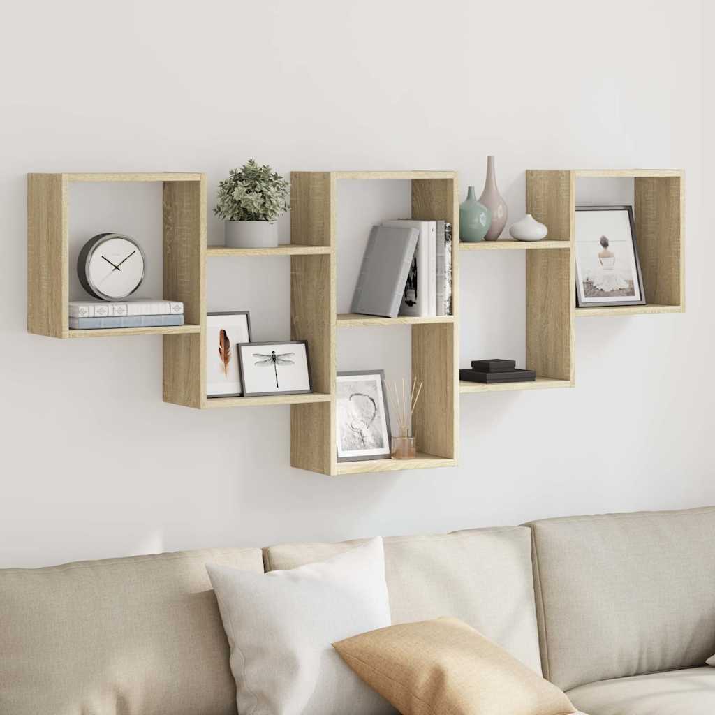 Vegghylle sonoma eik 159x18x66 cm konstruert tre vidaXL