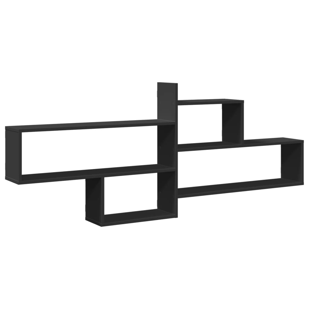 Vegghylle svart 167,5x18x68 cm konstruert tre