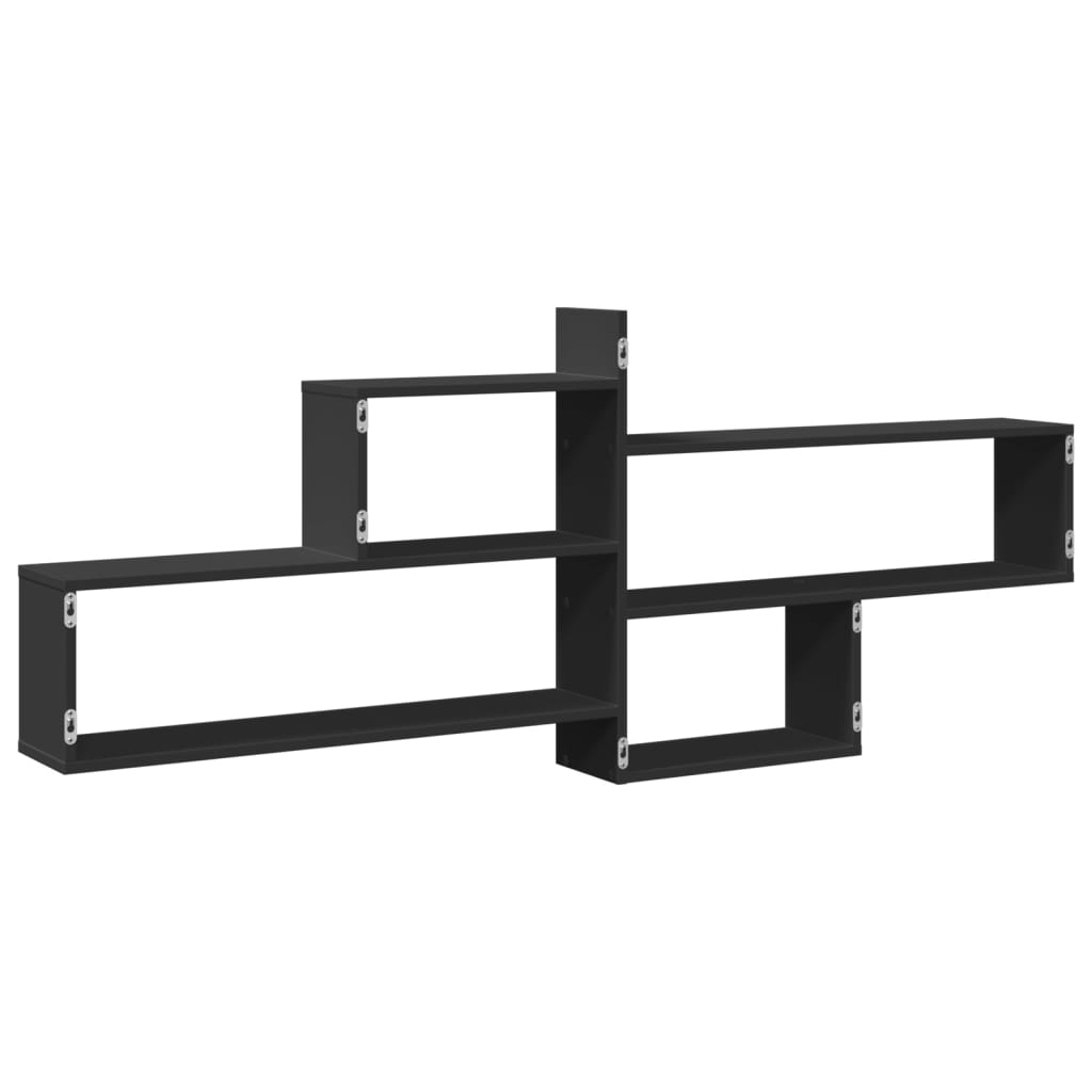 Vegghylle svart 167,5x18x68 cm konstruert tre