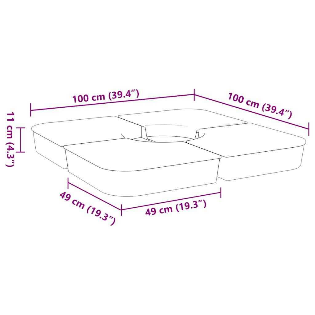 Parasollbasesett 4 stk for parasoller med kryssfot 100 kg PP