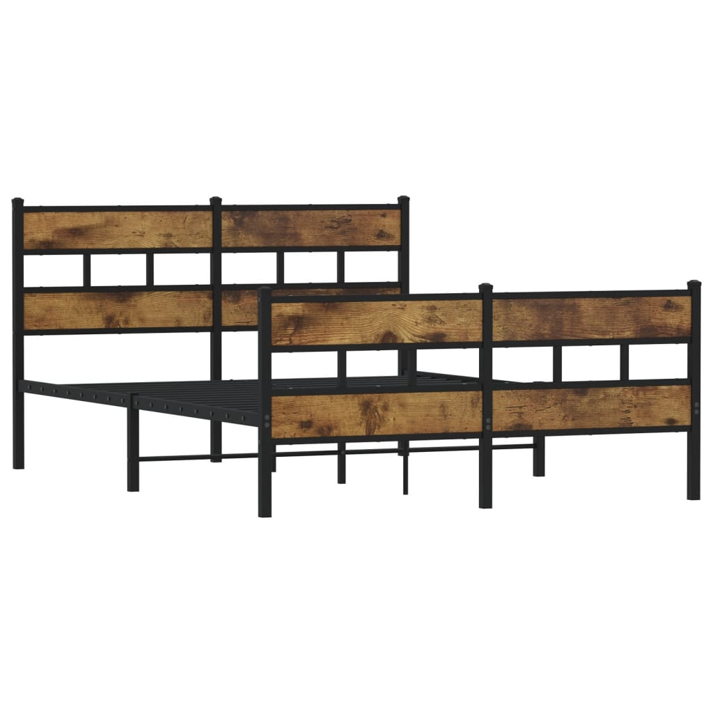 Sengeramme i metall uten madrass røkt eik 160x200 cm