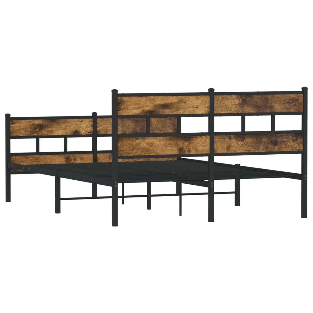 Sengeramme i metall uten madrass røkt eik 160x200 cm