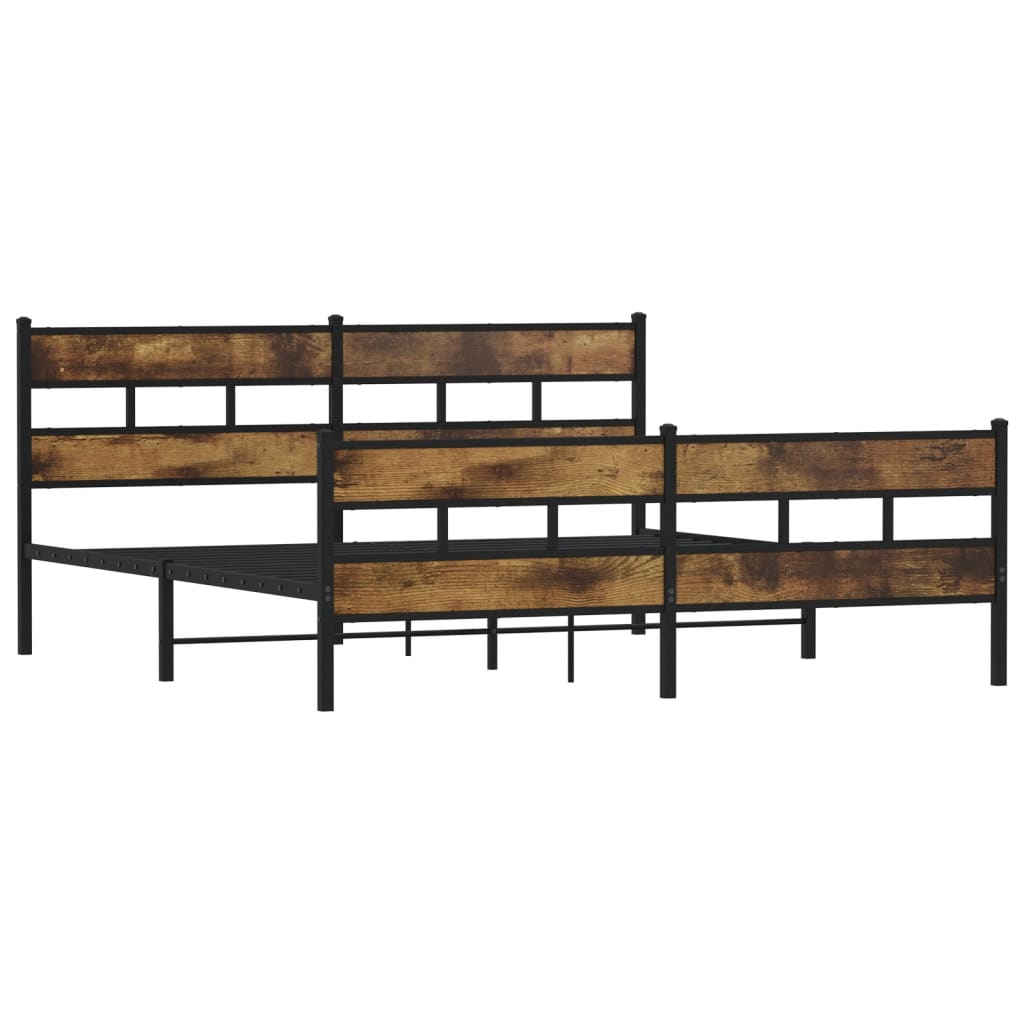 Sengeramme i metall uten madrass røkt eik 180x200 cm