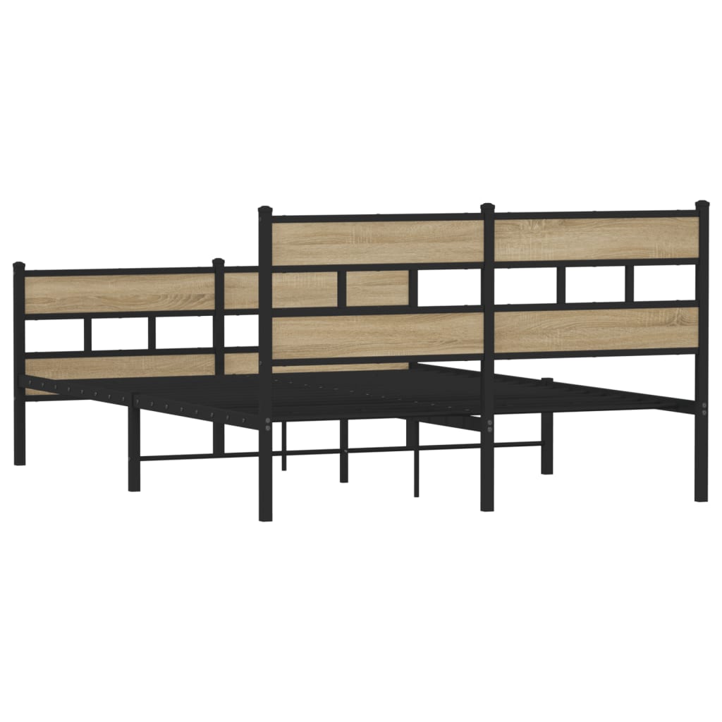 Sengeramme i metall uten madrass sonoma eik 150x200 cm