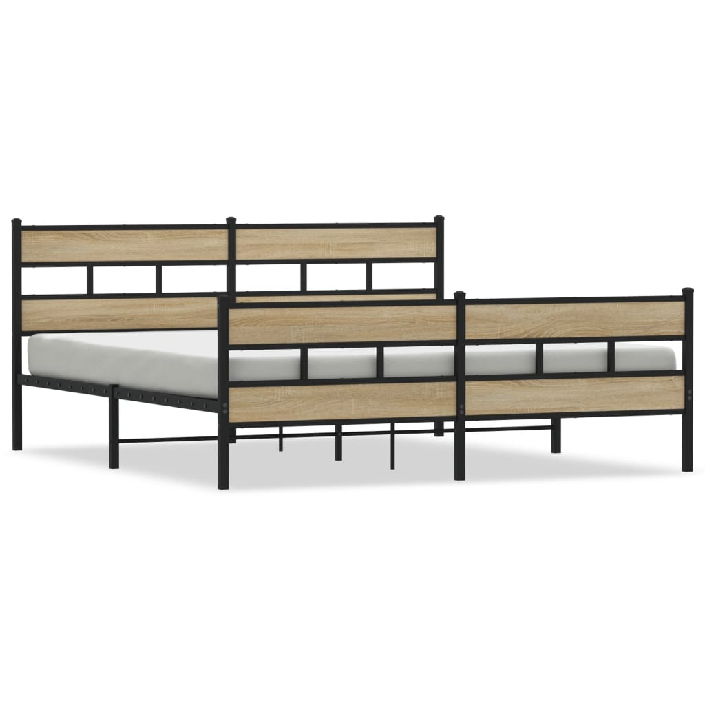 Sengeramme i metall uten madrass sonoma eik 180x200 cm