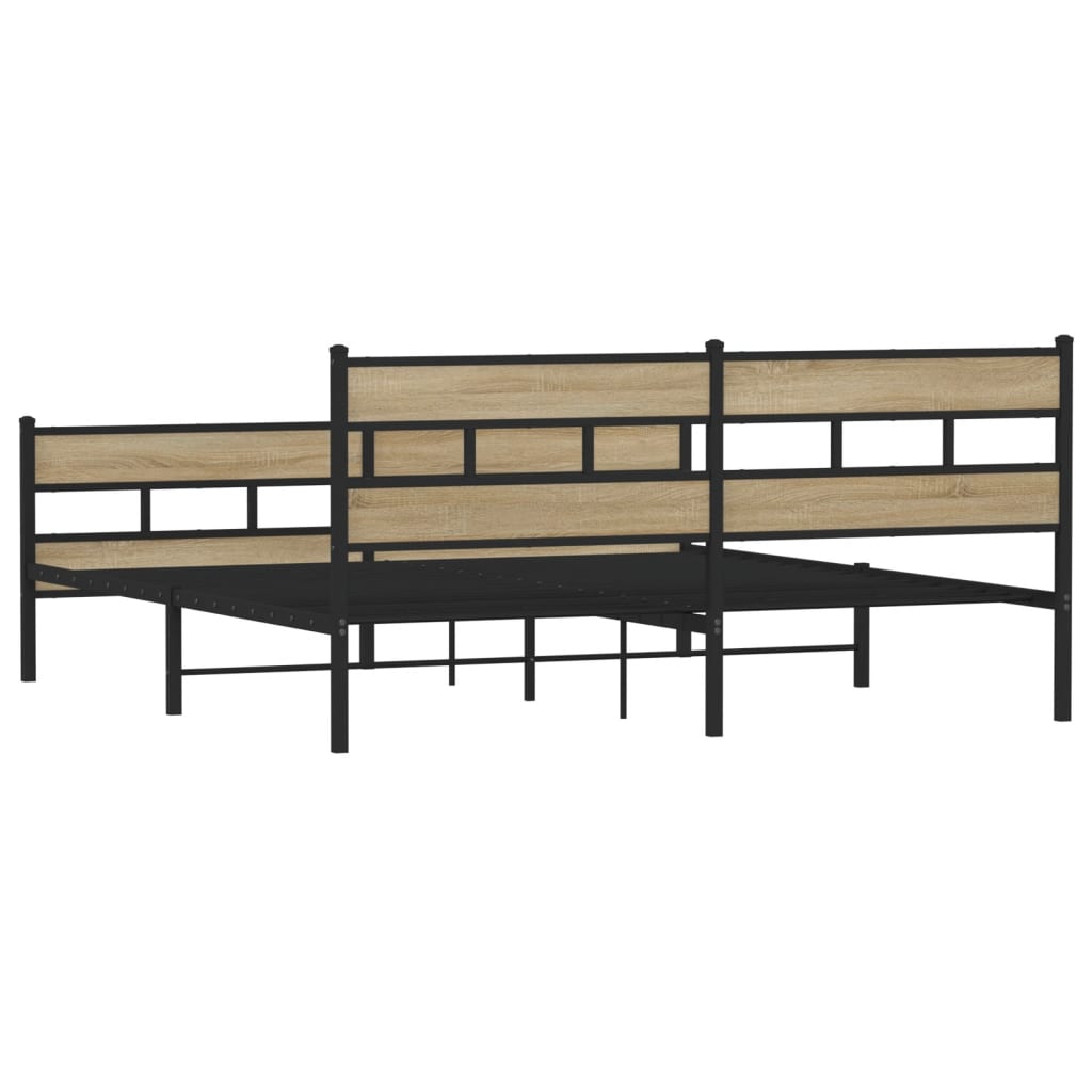 Sengeramme i metall uten madrass sonoma eik 183x213 cm