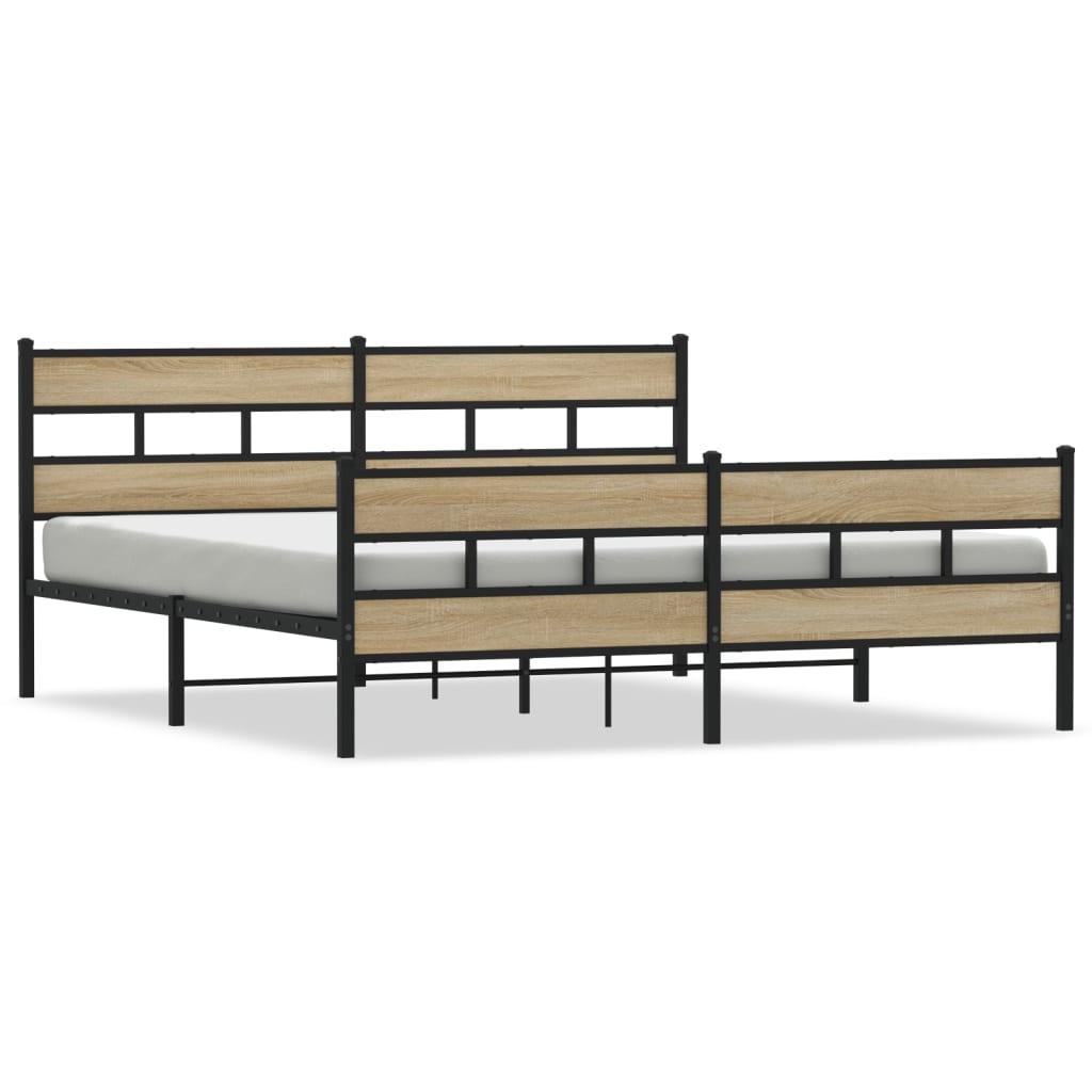 Sengeramme i metall uten madrass sonoma eik 193x203 cm