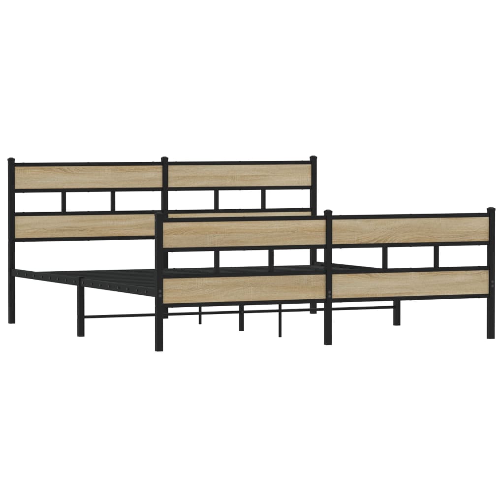 Sengeramme i metall uten madrass sonoma eik 193x203 cm