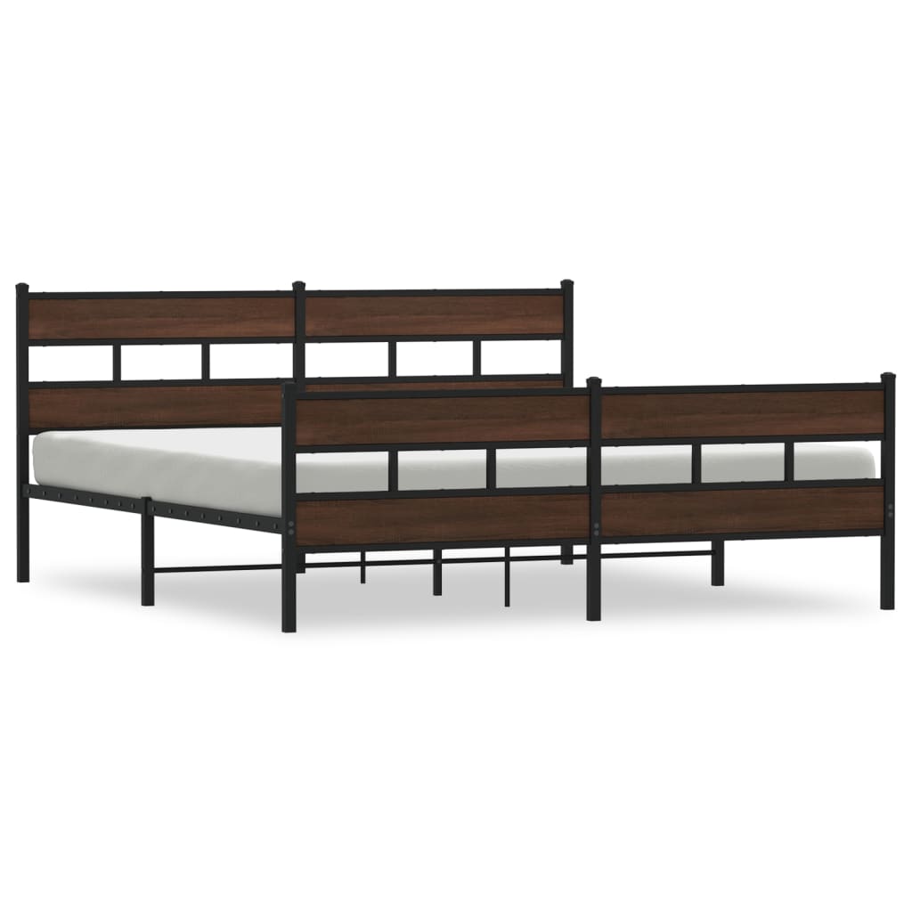 Sengeramme i metall uten madrass brun eik 200x200 cm