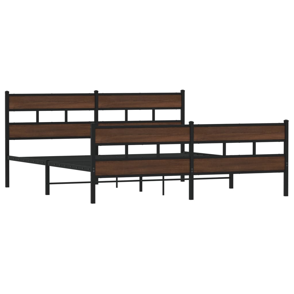 Sengeramme i metall uten madrass brun eik 200x200 cm