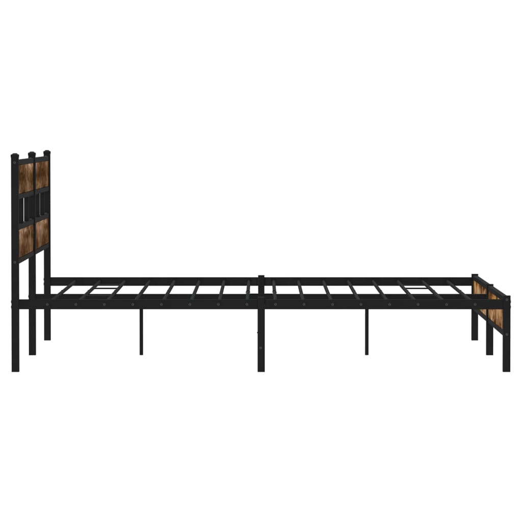 Sengeramme i metall uten madrass røkt eik 193x203 cm