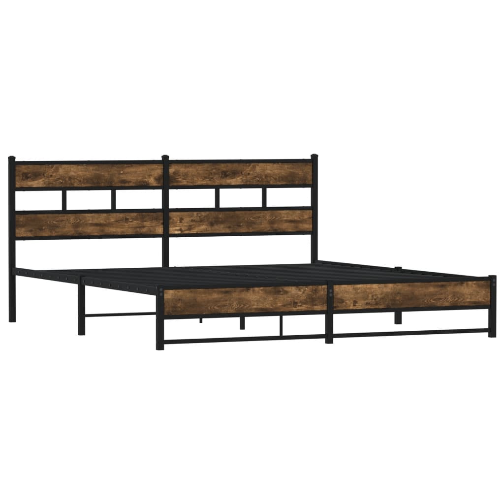 Sengeramme i metall uten madrass røkt eik 200x200 cm