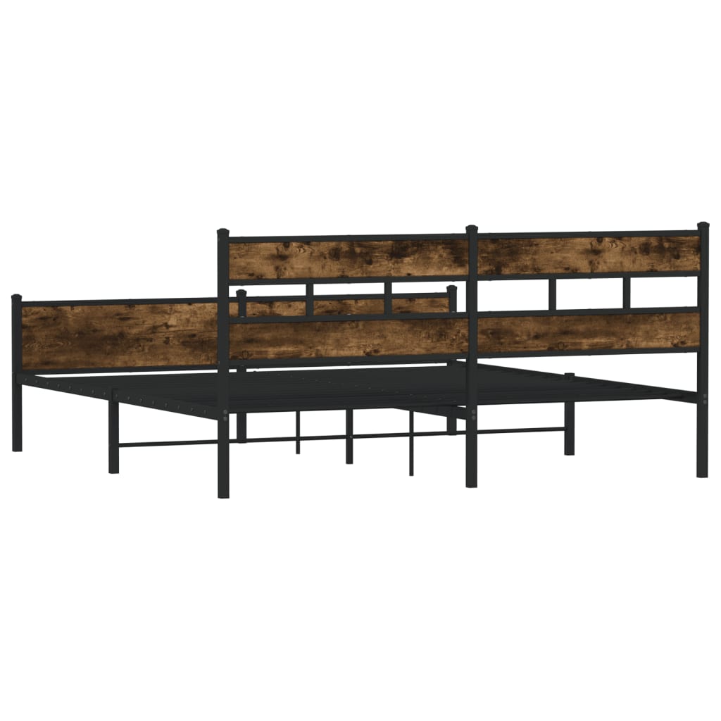 Sengeramme i metall uten madrass røkt eik 200x200 cm