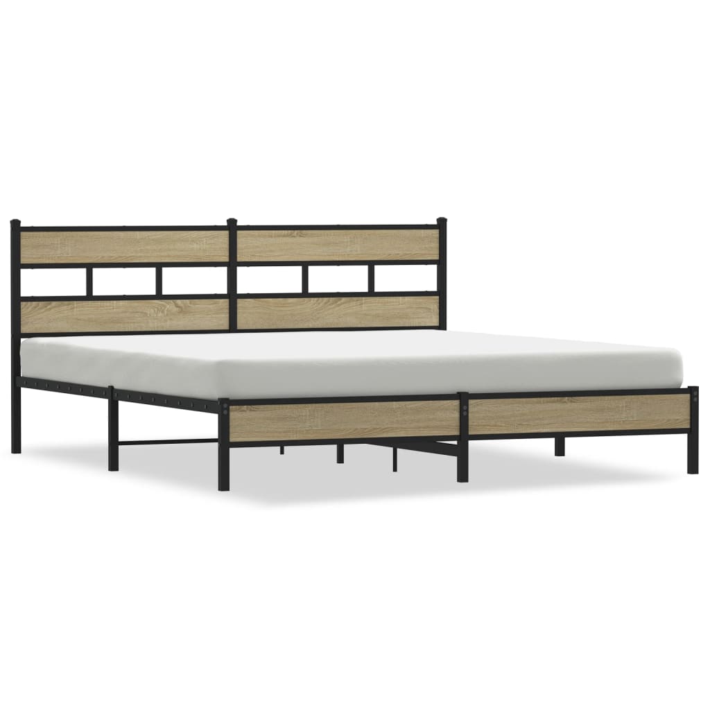 Sengeramme i metall uten madrass sonoma eik 183x213 cm