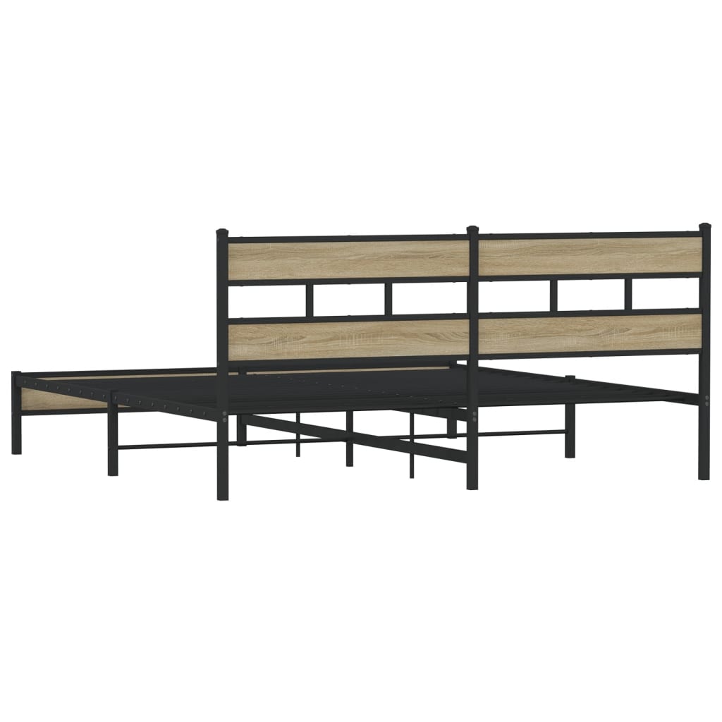 Sengeramme i metall uten madrass sonoma eik 183x213 cm
