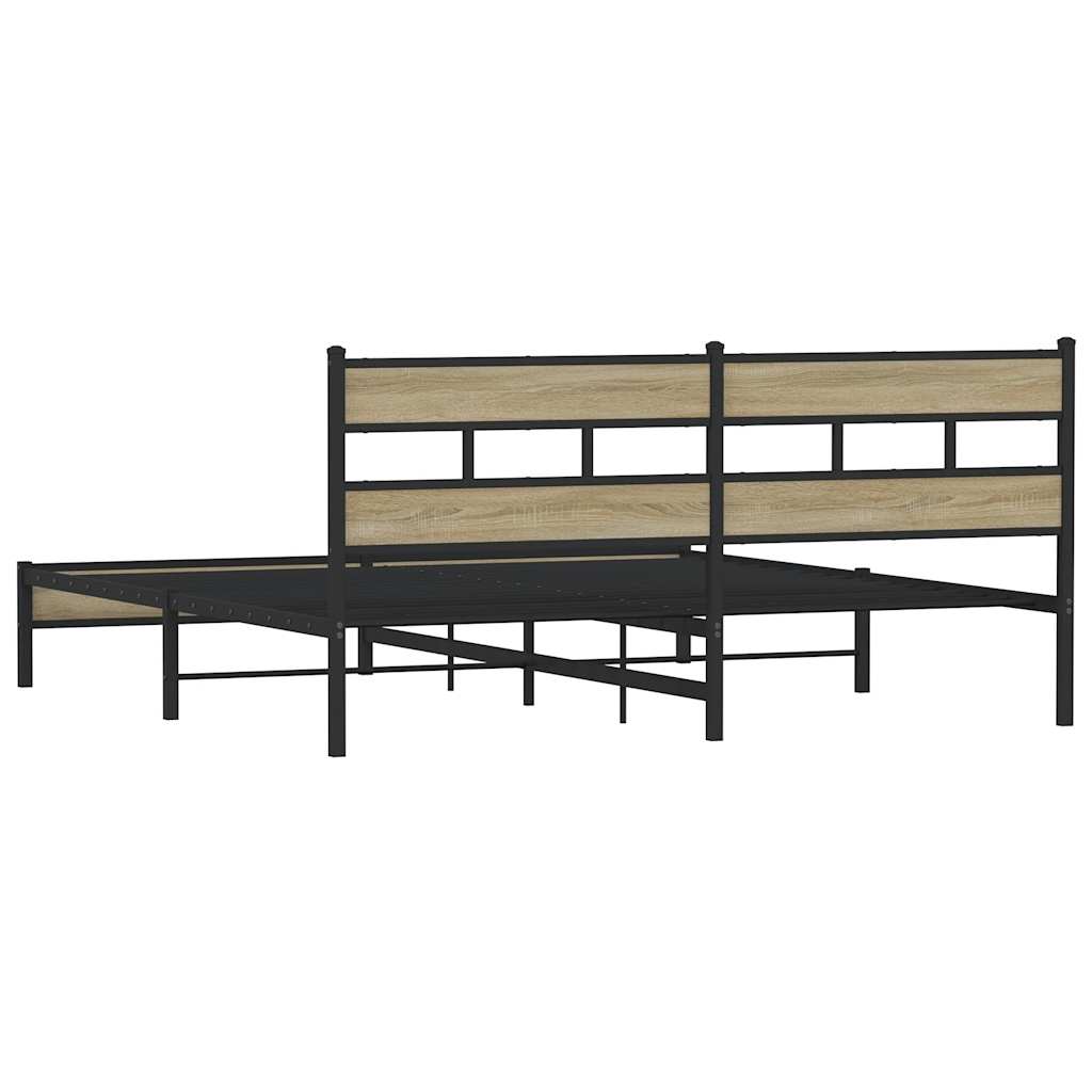 Sengeramme i metall uten madrass sonoma eik 200x200 cm