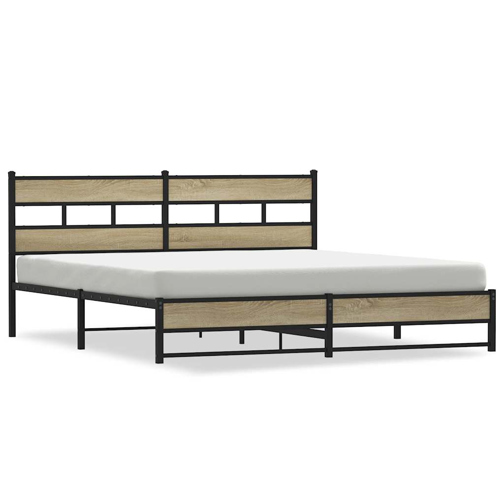 Sengeramme i metall uten madrass sonoma eik 180x200 cm