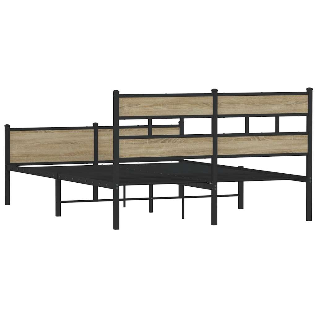 Sengeramme i metall uten madrass sonoma eik 160x200 cm